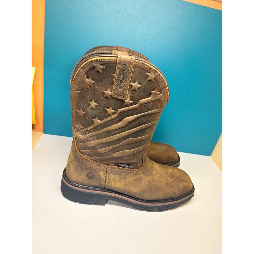 Wolverine Mens 11M Rancher Flag LX Square Steel Toe Brown Leather Work Boots
